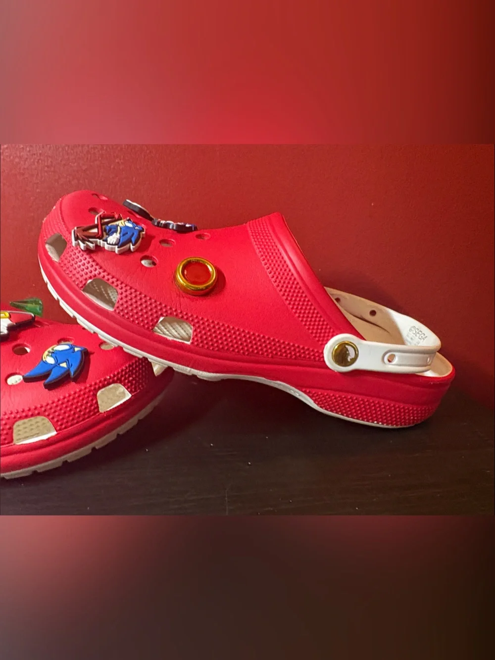 CROCS Red Clog Sandals with Sonic Character Charms